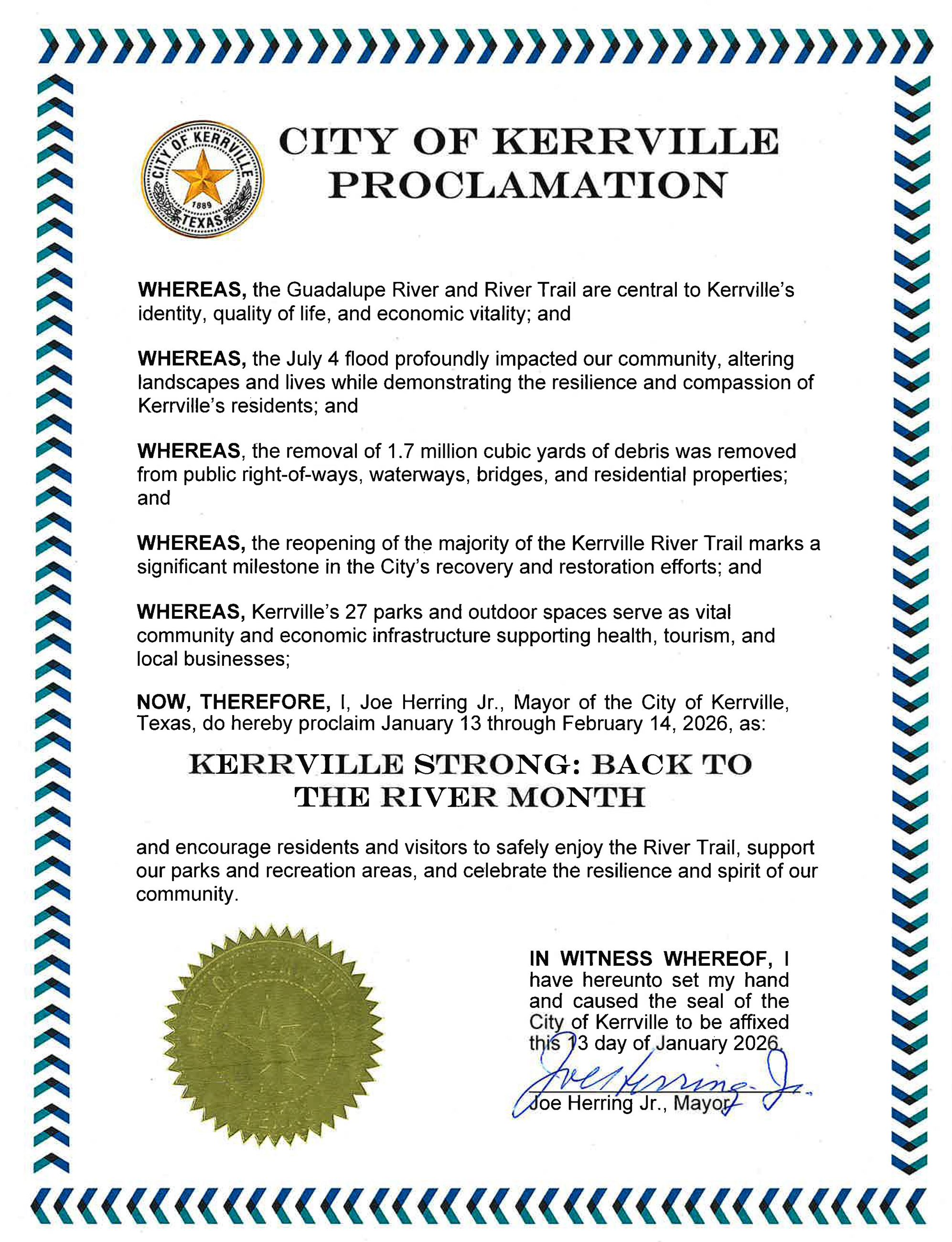 Back to the River Signed Proclamation