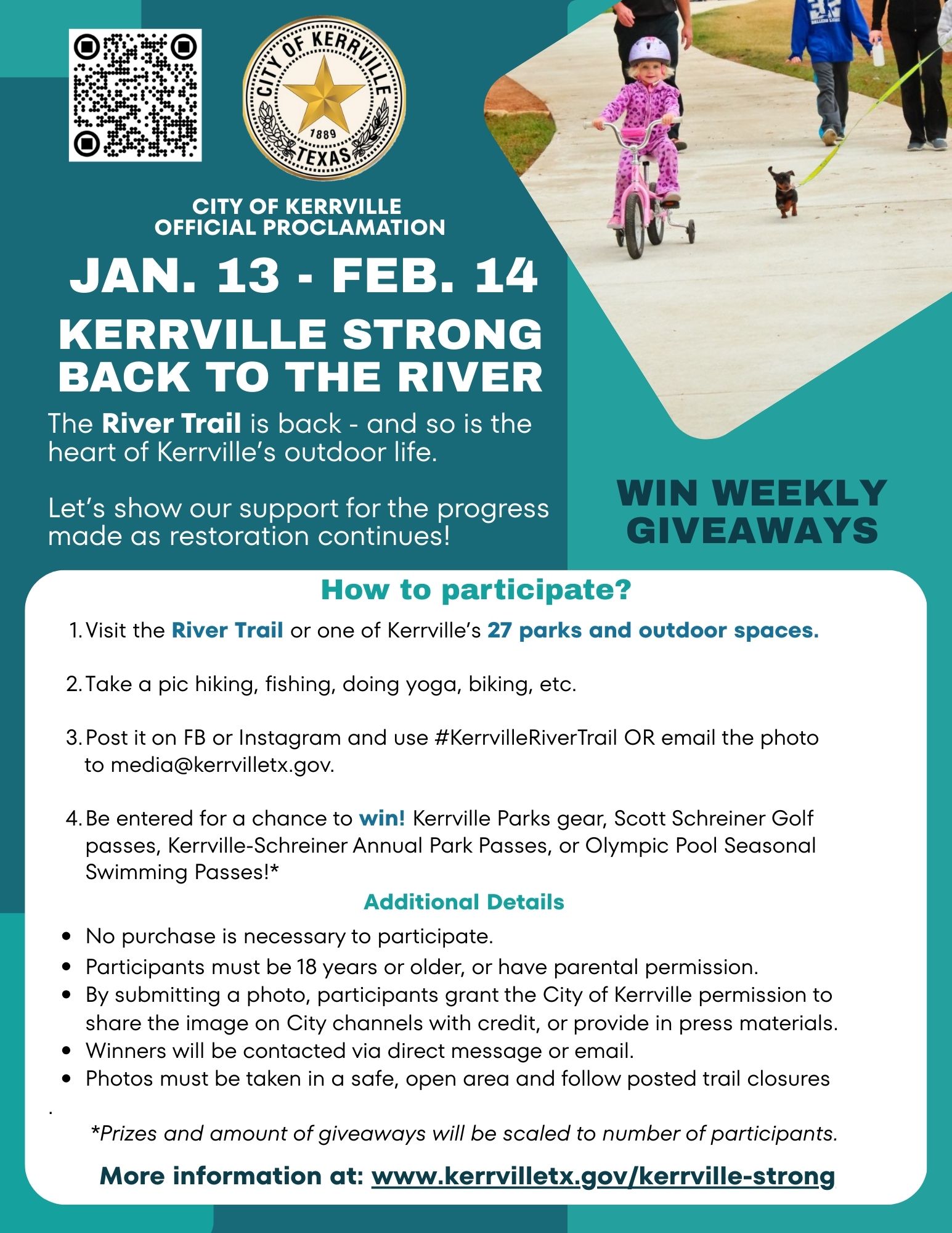 With the majority of the River Trail now open, the city will launch a month-long communications and 